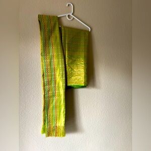 Sarong songket Thailand style and scarf color green and gold new never worn best